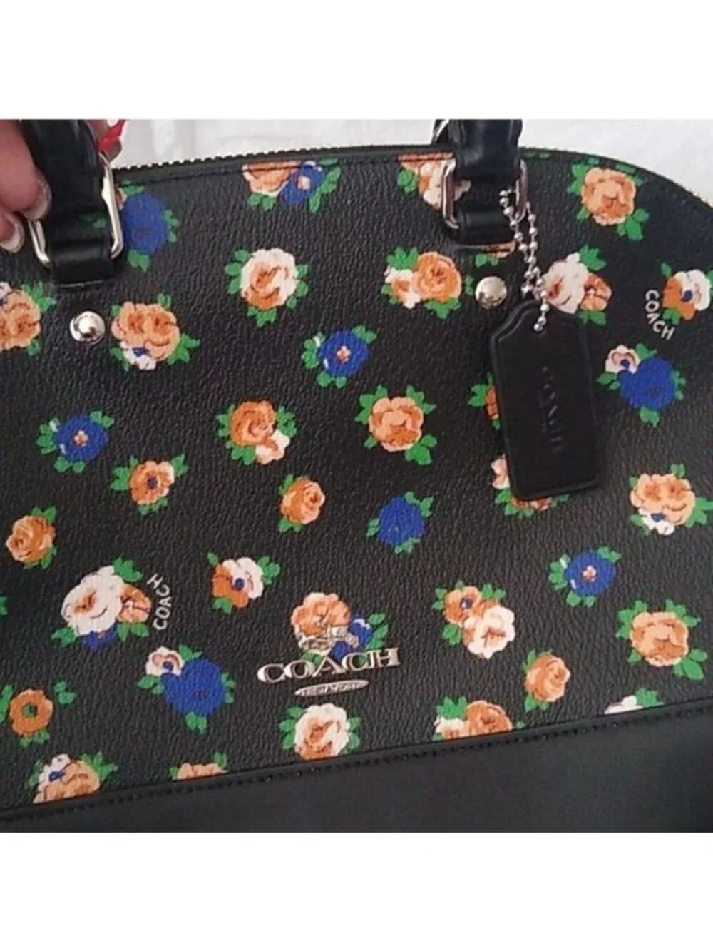 Coach F57624 Mini Sierra Satchel in Tea Rose, SV/ Black Multi
